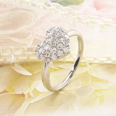 ハート リング 指輪 レディース ダイヤモンド ハートモチーフ パヴェ  