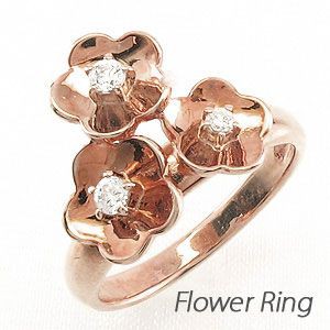 リング レディース ダイヤモンド ゴールド 18k フラワー ピンキー 18金 K18の通販は 43,680円