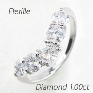 エタニティリング ダイヤモンド ハーフ 指輪 V字 プラチナ 900 SIクラス 1.00ctの通販は