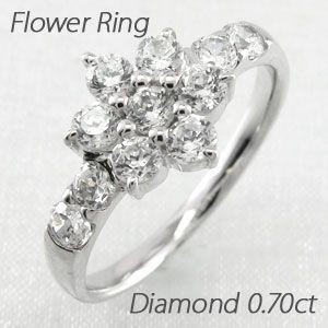 リング 指輪 レディース ダイヤモンド フラワー プラチナ 900 0.70ct