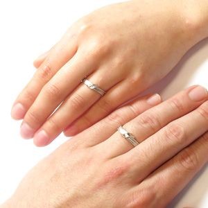 ペアリング イエローゴールド 18k ダイヤモンド 指輪 結婚指輪 マリッジリング リボン ミル