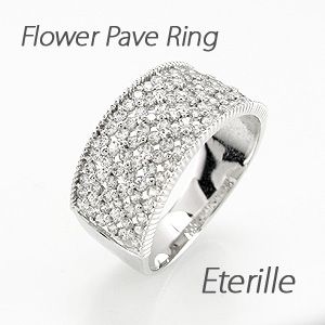 パヴェリング 指輪 レディース ダイヤモンド アンティーク ミル フラワー 透カシ プラチナ 900 1.00ctの通販は