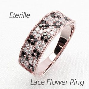 ブラックダイヤモンド リング 指輪 ゴールド 18kアンティーク ミル フラワー 透カシ パヴェの通販は