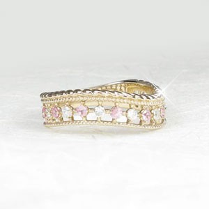 ダイヤモンド リング 指輪 ゴールド 18k ダイヤ アンティーク ミル サファイアの通販は