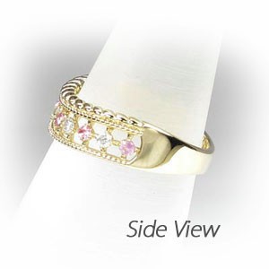 ダイヤモンド リング 指輪 ゴールド 18k ダイヤ アンティーク ミル サファイアの通販は