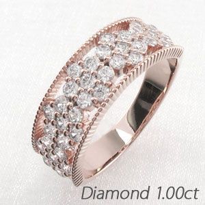 ダイヤモンド リング 指輪 ゴールド 18k フラワー アンティーク ミル 18金 K18 PG 1.00ctの通販は指輪・リング