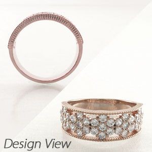 ダイヤモンド リング 指輪 ゴールド 18k フラワー アンティーク ミル 18金 K18 PG 1.00ctの通販は