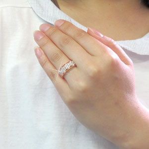 ダイヤモンド リング 指輪 ゴールド 18k フラワー アンティーク ミル 18金 K18 PG 1.00ctの通販は
