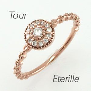 ダイヤモンド リング 指輪 ゴールド 18k アンティーク ミル サークル ラウンド 18金 K18 PGの通販は
