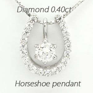 馬蹄 ネックレス レディース ダイヤモンド ゴールド 18k ペンダント ホースシュー 一粒 18金の通販は 53,400円