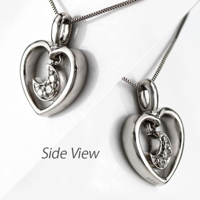 ハート ネックレス ダイヤモンド ゴールド ムーン 月 ペンダント 10金 K10の通販は