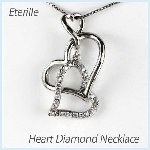 ハート ネックレス ダイヤモンド ゴールド ブラ 揺レル ダブル ペンダント 18金 K18の通販は