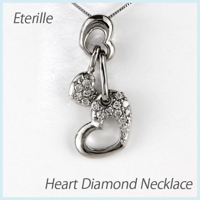 ハート ネックレス ダイヤモンド ゴールド パヴェ ブラ 揺レル ペンダント 10金 K10の通販は