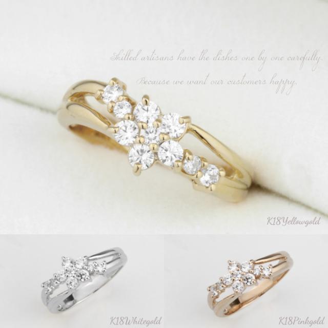 リング レディース ダイヤモンド 結婚 10周年  リング 0.40ct K18WG/YG/PGの通販は