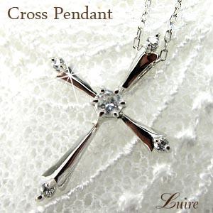 クロスペンダント ネックレス ダイヤモンド 十字架  K18ホワイトゴールドの通販は