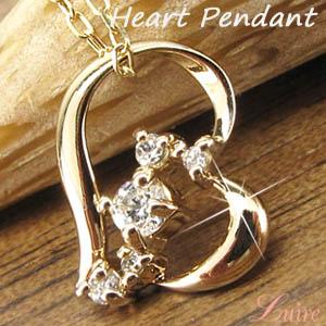 ハート オープンハート ダイヤモンドペンダント ネックレス K10イエロー/ピンクゴールドの通販は 17,505円