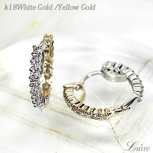 リバーシブル フープピアス コンビ ダイヤ0.50ct 【K18WG/YG リバーシブル フープピアス コンビ ダイヤ0.50ct 【K18WG/YG