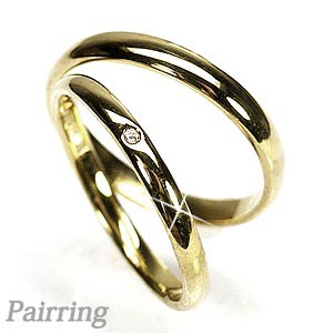 ペアリング 一粒石 ダイヤリング 結婚指輪 K18ホワイト/イエロー/ピンクゴールド