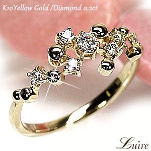 ダイヤモンドリング 華奢 泡玉 0.20ct 天然ダイヤモンド シャボン玉 K10WG/YG/PGの通販は指輪・リング