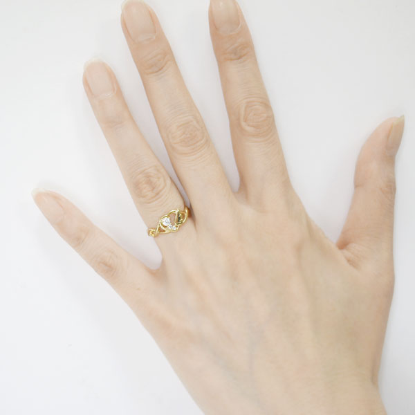 ハートと天使の羽 ダイヤモンド リング エンジェル K18WG YG PGの通販  