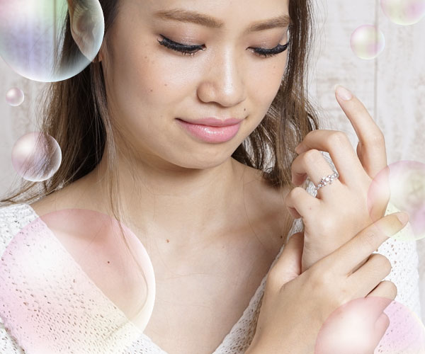 ダイヤモンドリング 華奢 泡玉 0.20ct 天然ダイヤモンド シャボン玉 K10WG/YG/PGの通販は