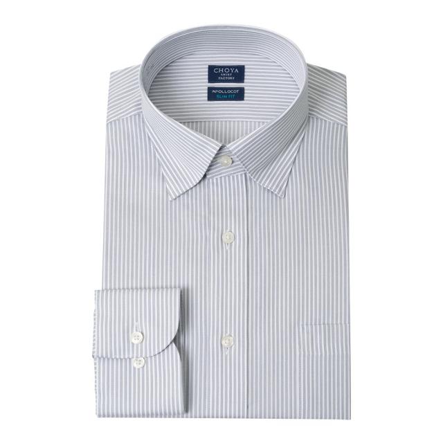 日清紡アポロコット スリムフィット 長袖 ワイシャツ スリムフィット メンズ 形態安定加工 グレー 【CFD866-480】