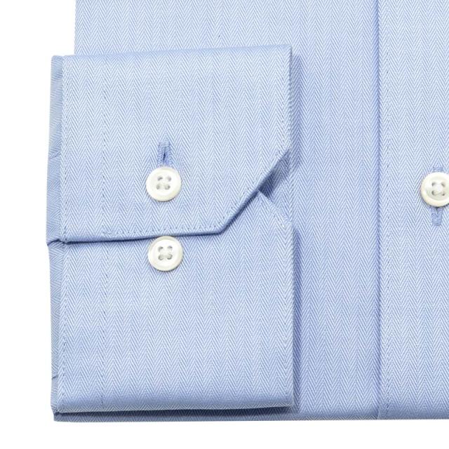 日清紡アポロコット 長袖 ワイシャツ メンズ 形態安定加工 ブルー 青 ドビー ヘリンボーン スナッ【CFD976-250】 日清紡アポロコット 長袖 ワイシャツ メンズ 形態安定加工 ブルー 青