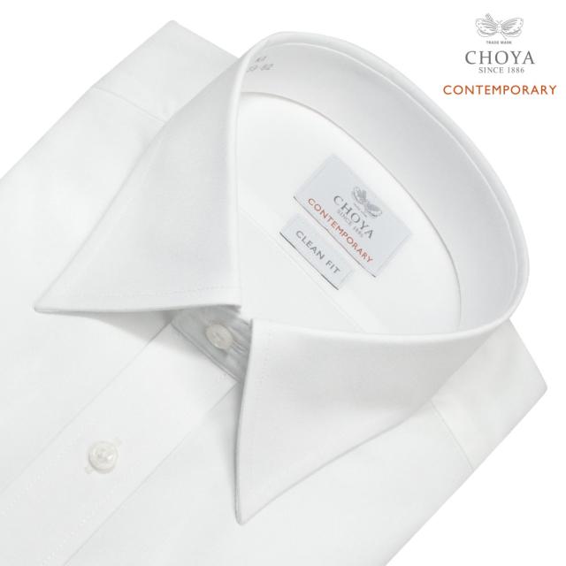長袖 ワイシャツ メンズ 綿100％ 形態安定加工 ホワイト 白無地 レギュラーカラー CHOYA 【CLD001-100】_1