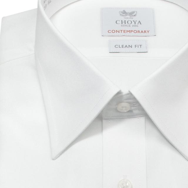 長袖 ワイシャツ メンズ 綿100％ 形態安定加工 ホワイト 白無地 レギュラーカラー CHOYA 【CLD001-100】_4