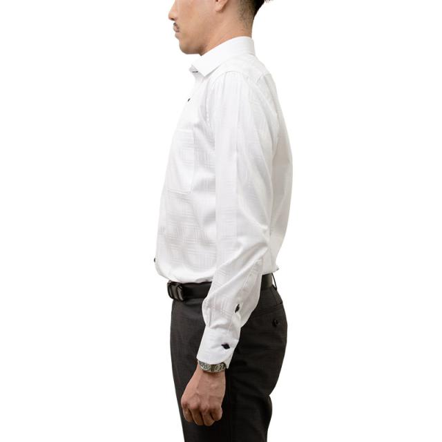 長袖 ワイシャツ メンズ 綿100％ 形態安定加工 ホワイト ドビー ワイド CHOYA CONTE【CLD106-200】_3