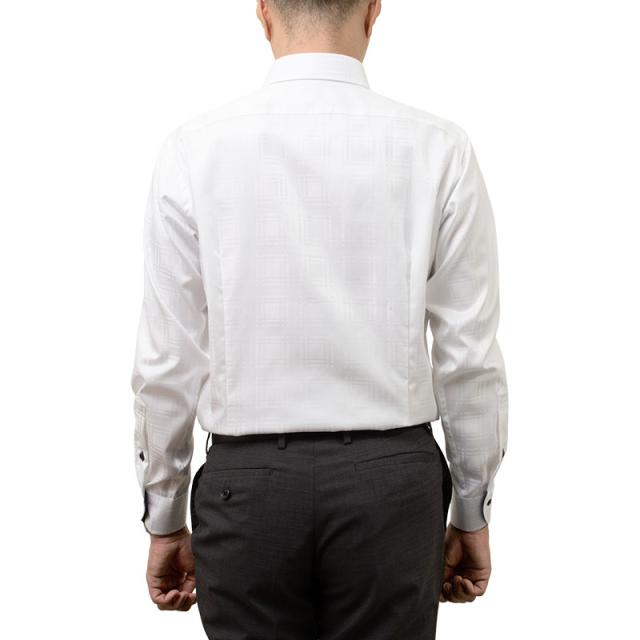 長袖 ワイシャツ メンズ 綿100％ 形態安定加工 ホワイト ドビー ワイド CHOYA CONTE【CLD106-200】_4
