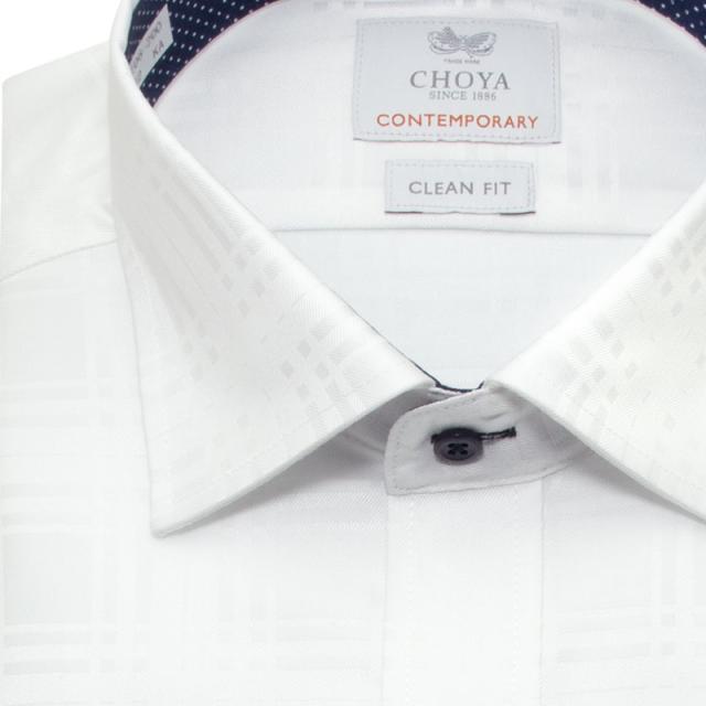 長袖 ワイシャツ メンズ 綿100％ 形態安定加工 ホワイト ドビー ワイド CHOYA CONTE【CLD106-200】_8