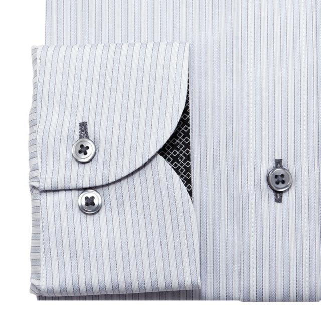 長袖 ワイシャツ メンズ 綿100％ 形態安定加工 ブルー ストライプ ワイド CHOYA CONT【CLD106-480】_7