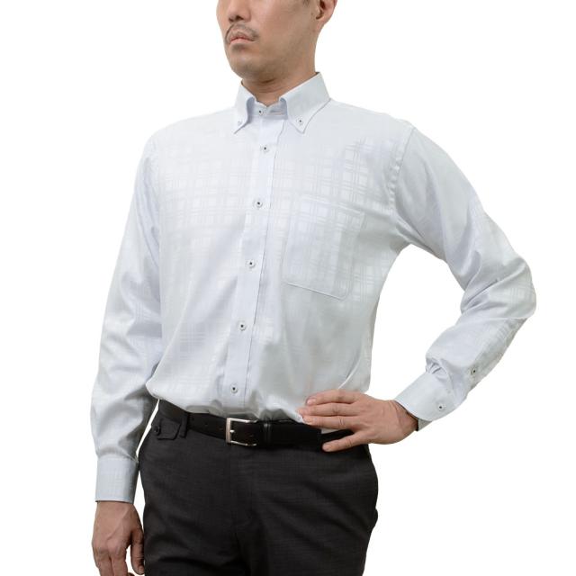 長袖 ワイシャツ メンズ 綿100％ 形態安定加工 ブルードビー 格子柄  ボタンダウン CHOYA【CLD107-250】