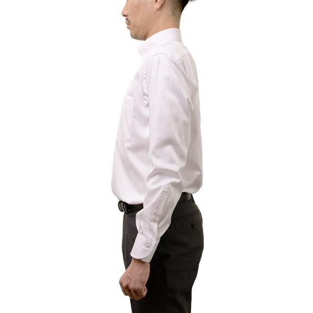 長袖 ワイシャツ メンズ 綿100％ 形態安定加工 ピンクドビー 格子柄 スナップダウン CHOYA【CLD108-210】_3