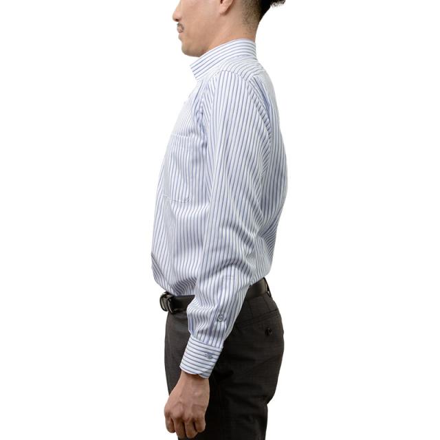 長袖 ワイシャツ メンズ 綿100％ 形態安定加工 パープル ストライプ スナップダウン CHOYA【CLD108-460】_3