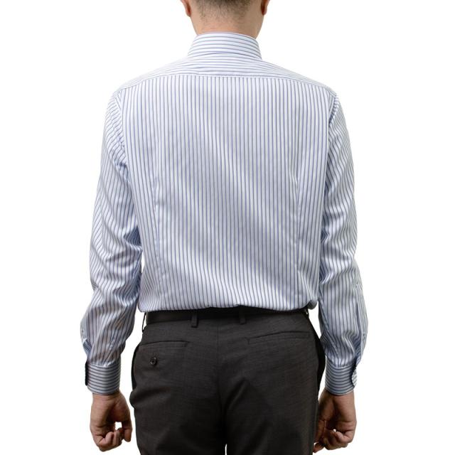 長袖 ワイシャツ メンズ 綿100％ 形態安定加工 パープル ストライプ スナップダウン CHOYA【CLD108-460】_4