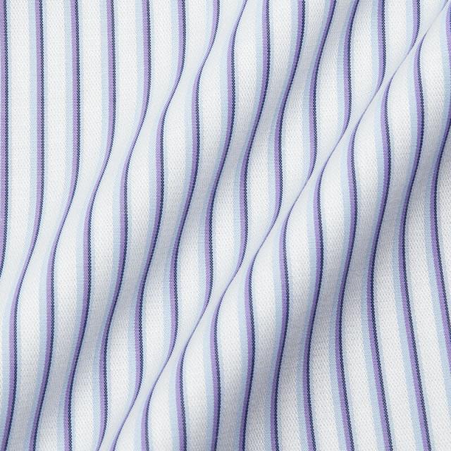 長袖 ワイシャツ メンズ 綿100％ 形態安定加工 パープル ストライプ スナップダウン CHOYA【CLD108-460】_6