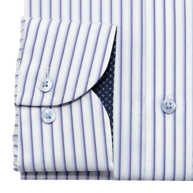 長袖 ワイシャツ メンズ 綿100％ 形態安定加工 パープル ストライプ スナップダウン CHOYA【CLD108-460】_7