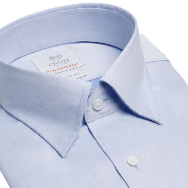 長袖 ワイシャツ メンズ 綿100％ 形態安定加工 ブルー 青 無地 スナップダウンカラー CHOY【CLD302-250】_5