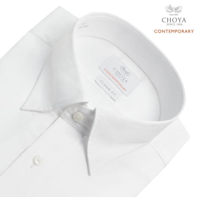 長袖 ワイシャツ メンズ 綿100％ 形態安定加工 白無地 ホワイト スナップダウンカラー CHOY【CLD802-200】_1