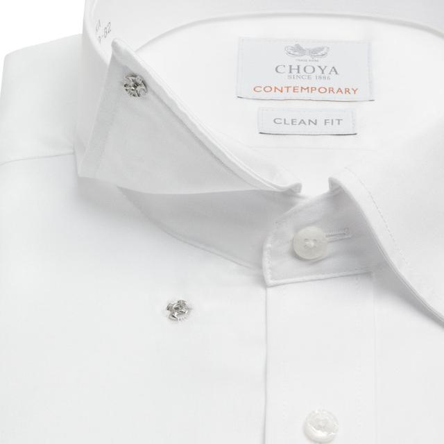 長袖 ワイシャツ メンズ 綿100％ 形態安定加工 白無地 ホワイト スナップダウンカラー CHOY【CLD802-200】_4