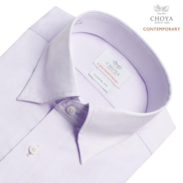 長袖 ワイシャツ メンズ 綿100％ 形態安定加工 紫 パープル スナップダウンカラー CHOYA 【CLD802-260】_1