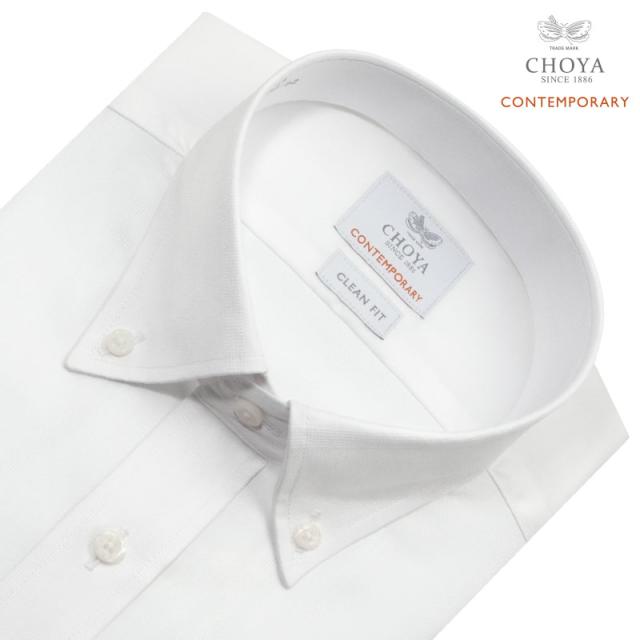長袖 ワイシャツ メンズ 綿100％ 形態安定加工 白 ホワイト ボタンダウンカラー CHOYA C【CLD900-200】_1