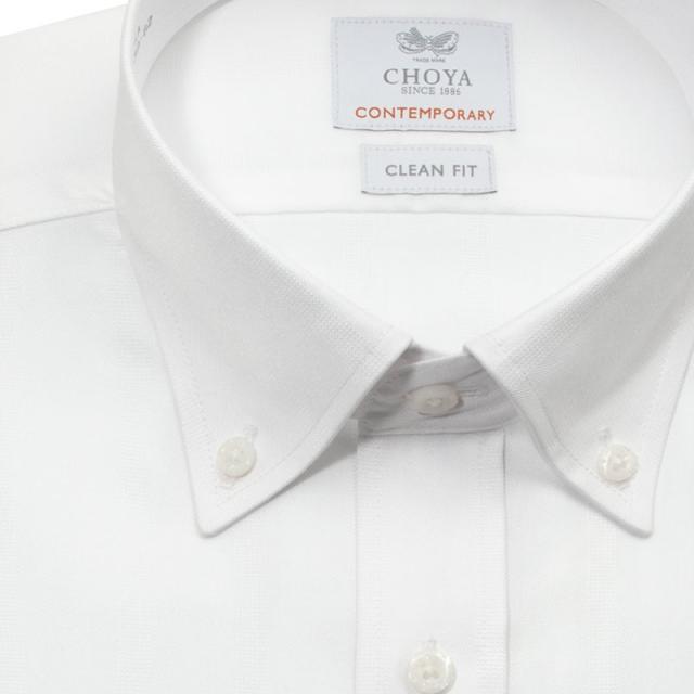 長袖 ワイシャツ メンズ 綿100％ 形態安定加工 白 ホワイト ボタンダウンカラー CHOYA C【CLD900-200】_4