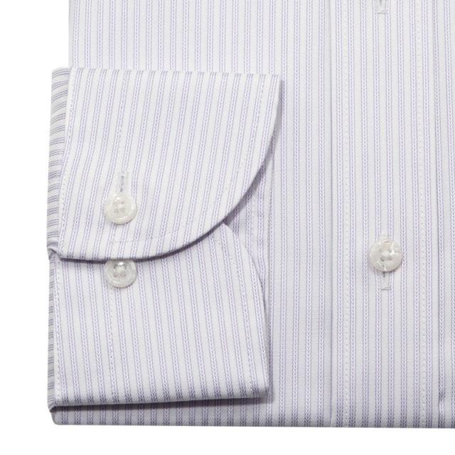 長袖 ワイシャツ メンズ 綿100％ 形態安定加工 パープル ストライプ ワイド CHOYA CON【CLD901-460】_3