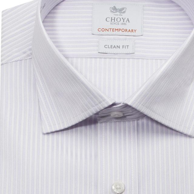 長袖 ワイシャツ メンズ 綿100％ 形態安定加工 パープル ストライプ ワイド CHOYA CON【CLD901-460】_4