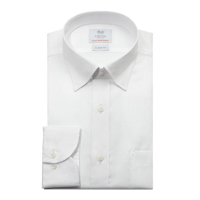 長袖 ワイシャツ メンズ 綿100％ 形態安定加工 白 ホワイト ドビー スナップダウン CHOYA【CLD902-200】