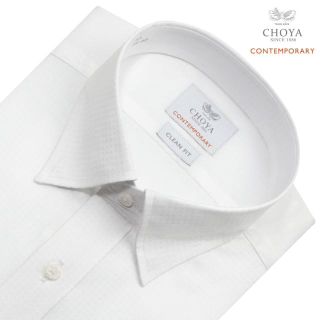 長袖 ワイシャツ メンズ 綿100％ 形態安定加工 白 ホワイト ドビー スナップダウン CHOYA【CLD902-200】_1