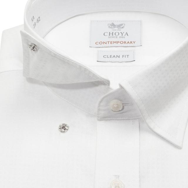 長袖 ワイシャツ メンズ 綿100％ 形態安定加工 白 ホワイト ドビー スナップダウン CHOYA【CLD902-200】_4